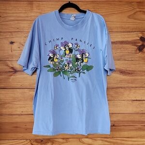 VTG Petal Pets "Chimp Pansies" Single Stitch Tee Sz XL
